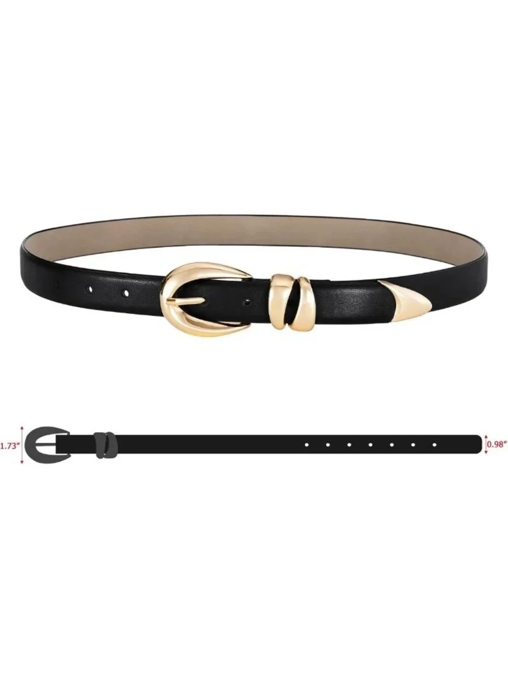 Stylish Women's Leather Belt with Gold Buckle - Perfect for Jeans & Dresses